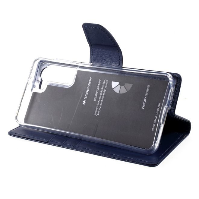 Goospery - Samsung Galaxy S21+ Hülle - Leder Bookcover - Bravo Diary Series - navy
