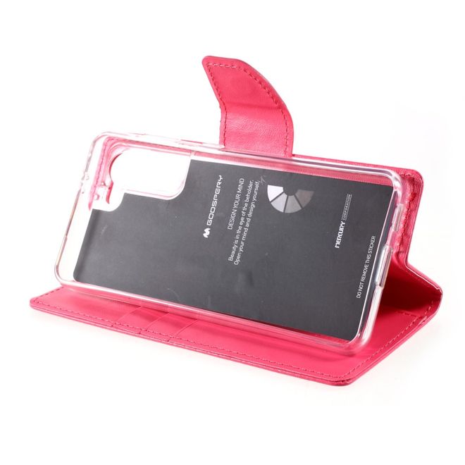 Goospery - Samsung Galaxy S21+ Hülle - Leder Bookcover - Bravo Diary Series - rosa