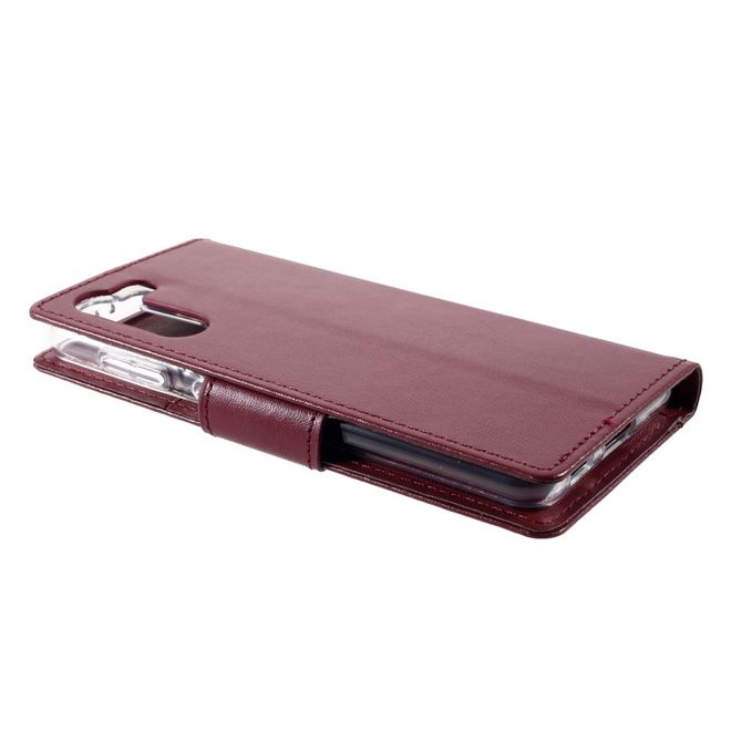 Goospery - Samsung Galaxy S21+ Hülle - Leder Bookcover - Bravo Diary Series - weinrot