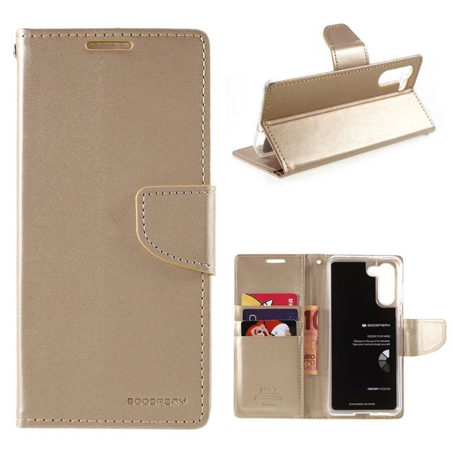 Goospery - Samsung Galaxy S21+ Hülle - Leder Bookcover - Bravo Diary Series - gold