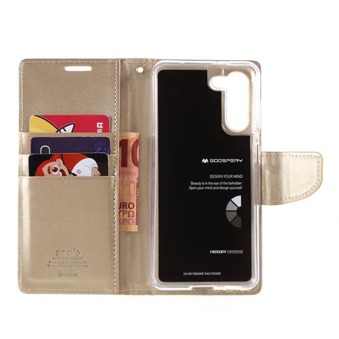 Goospery - Samsung Galaxy S21+ Hülle - Leder Bookcover - Bravo Diary Series - gold