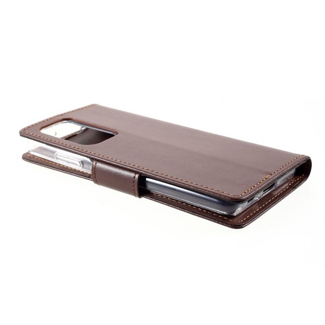 Goospery - Samsung Galaxy S21 Ultra Hülle - Leder Bookcover - Bravo Diary Series - braun