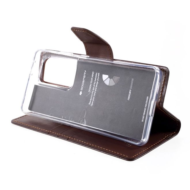 Goospery - Samsung Galaxy S21 Ultra Hülle - Leder Bookcover - Bravo Diary Series - braun
