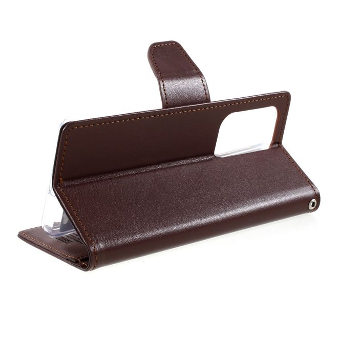 Goospery - Samsung Galaxy S21 Ultra Hülle - Leder Bookcover - Bravo Diary Series - braun