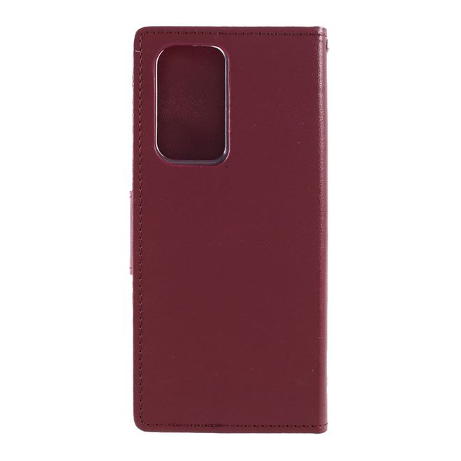 Goospery - Samsung Galaxy S21 Ultra Hülle - Leder Bookcover - Bravo Diary Series - weinrot