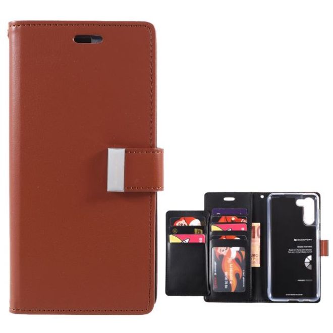 Goospery - Samsung Galaxy S21+ Hülle - Leder Bookcover - Rich Diary Series - braun/schwarz