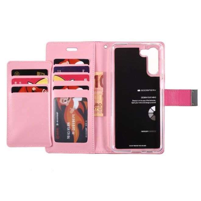 Goospery - Samsung Galaxy S21+ Hülle - Leder Bookcover - Rich Diary Series - pink/rosa