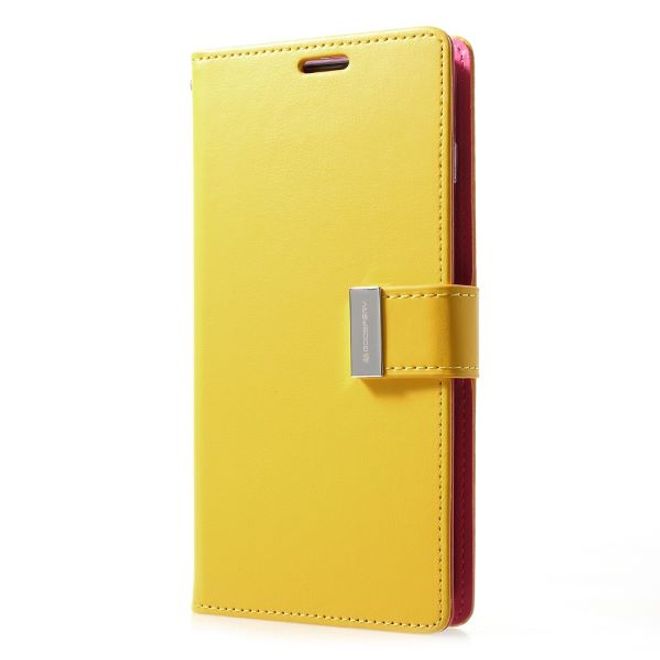 Goospery - Samsung Galaxy S21+ Hülle - Leder Bookcover - Rich Diary Series - gelb/rosa