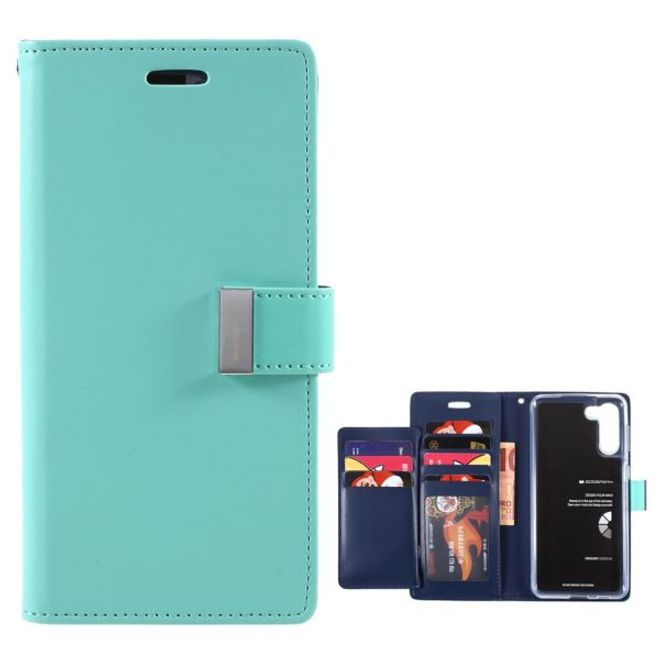 Goospery - Samsung Galaxy S21+ Hülle - Leder Bookcover - Rich Diary Series - mint/navy