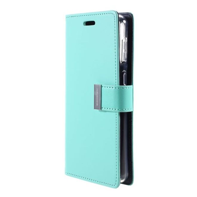 Goospery - Samsung Galaxy S21+ Hülle - Leder Bookcover - Rich Diary Series - mint/navy