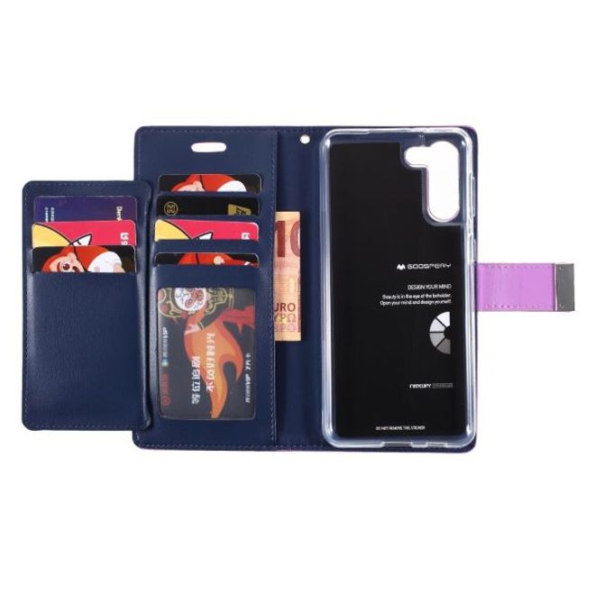 Goospery - Samsung Galaxy S21+ Hülle - Leder Bookcover - Rich Diary Series - purpur/navy