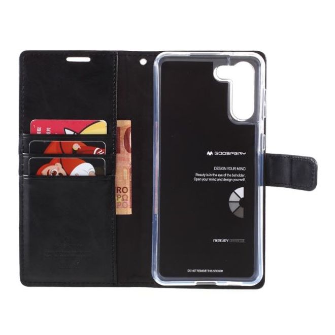 Goospery - Samsung Galaxy S21+ Hülle - Leder Bookcover - Bluemoon Diary Series - schwarz