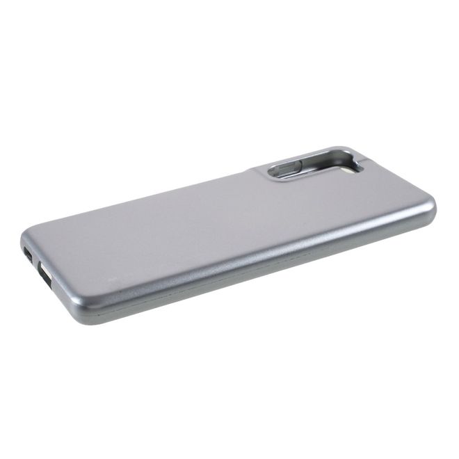 Goospery - Samsung Galaxy S21+ Handy Hülle - TPU Soft Case - i Jelly Metal Series - silber