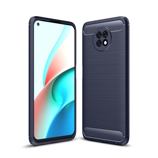 Xiaomi Redmi Note 9 5G / Note 9T 5G Handyhülle - Carbon Fiber TPU Softcase Series - blau