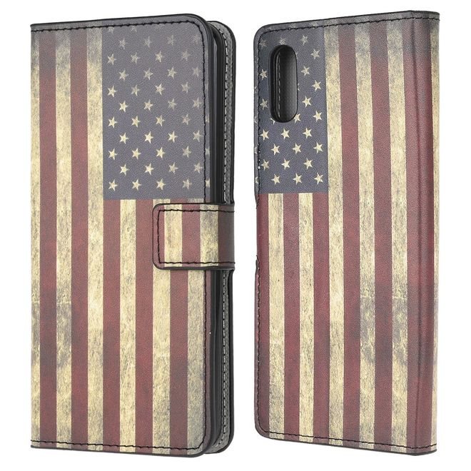 Samsung Galaxy Xcover 5 Handy Hülle - Leder Bookcover Image Series - Retro USA Flagge