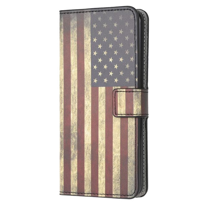 Samsung Galaxy Xcover 5 Handy Hülle - Leder Bookcover Image Series - Retro USA Flagge
