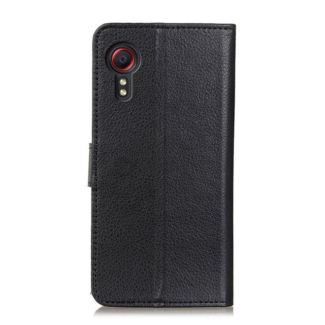 Samsung Galaxy Xcover 5 Handy Hülle - Litchi Leder Bookcover Series - schwarz