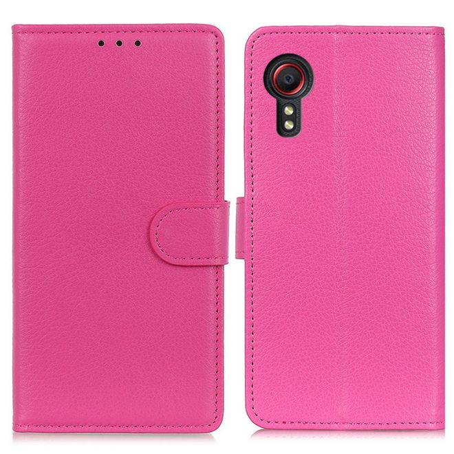 Samsung Galaxy Xcover 5 Handy Hülle - Litchi Leder Bookcover Series - rosa