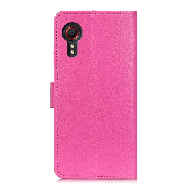 Samsung Galaxy Xcover 5 Handy Hülle - Litchi Leder Bookcover Series - rosa