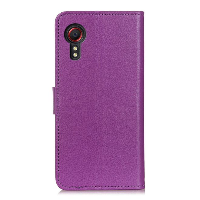 Samsung Galaxy Xcover 5 Handy Hülle - Litchi Leder Bookcover Series - purpur
