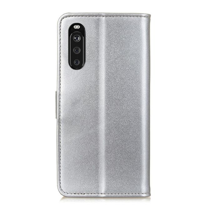 Sony Xperia 10 III Handy Hülle - Classic II Leder Bookcover Series - silber