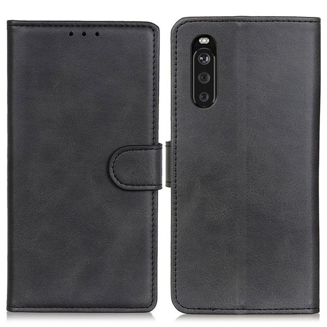 Sony Xperia 10 III Handy Hülle - Classic IV Leder Bookcover Series - schwarz