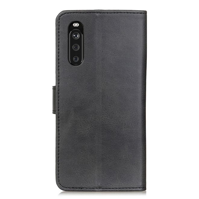 Sony Xperia 10 III Handy Hülle - Classic IV Leder Bookcover Series - schwarz