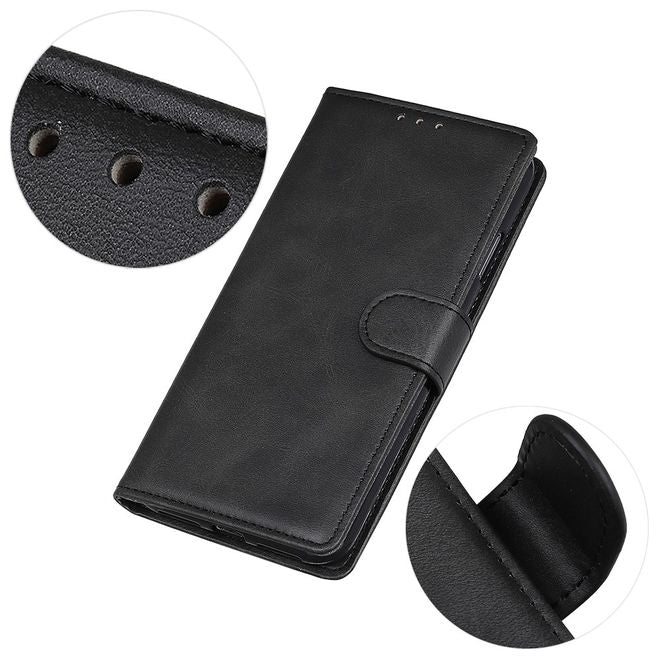 Sony Xperia 10 III Handy Hülle - Classic IV Leder Bookcover Series - schwarz