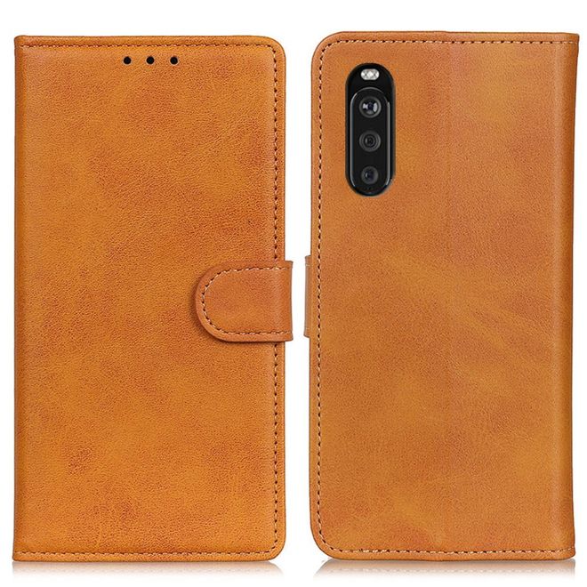 Sony Xperia 10 III Handy Hülle - Classic IV Leder Bookcover Series - braun