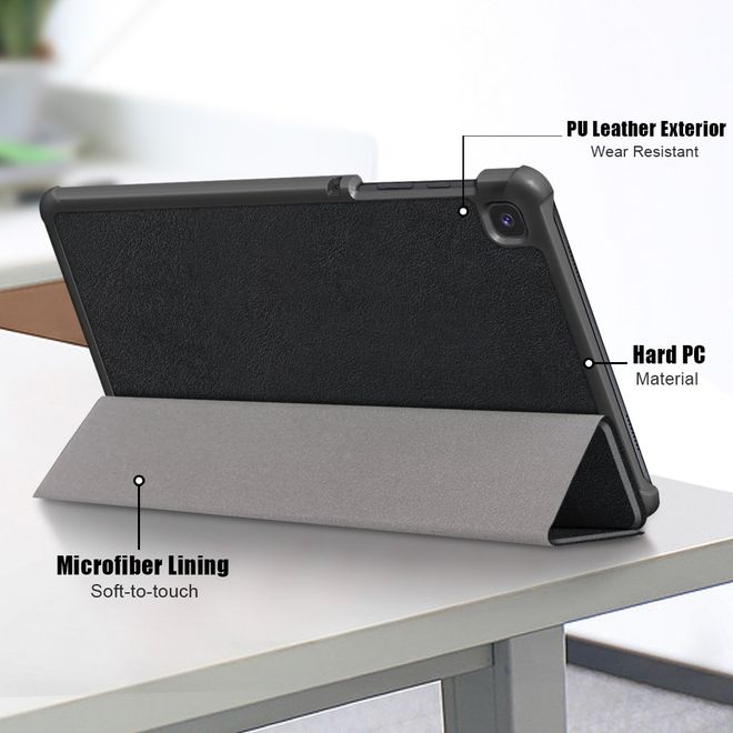 Samsung Galaxy Tab A7 Lite 8.7 Leder Hülle - dreifach faltbar - schwarz
