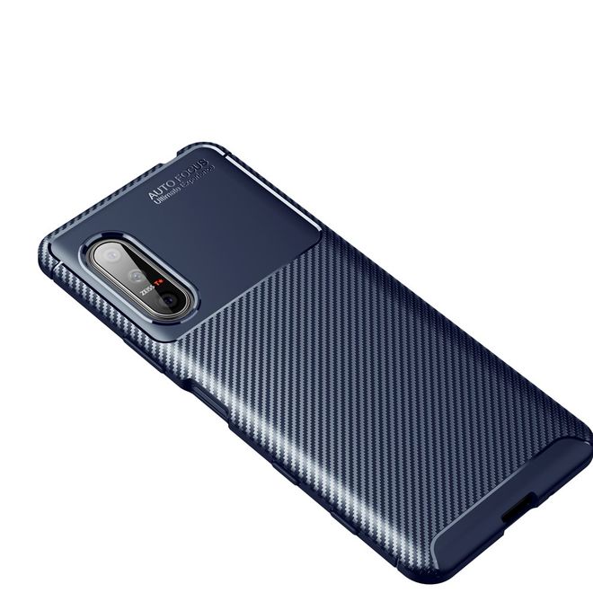 Sony Xperia 5 II Handyhülle - Carbon Fiber TPU Softcase Series - blau