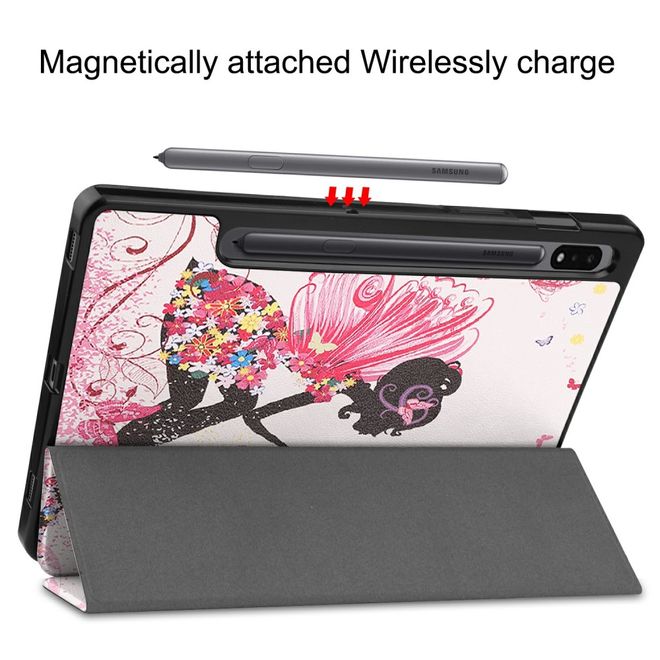 Samsung Galaxy Tab S7 Hülle - Dreifach faltbares Case aus Leder - Fee