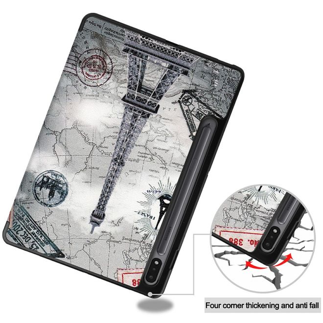 Samsung Galaxy Tab S7 Hülle - Dreifach faltbares Case aus Leder - Eiffelturm
