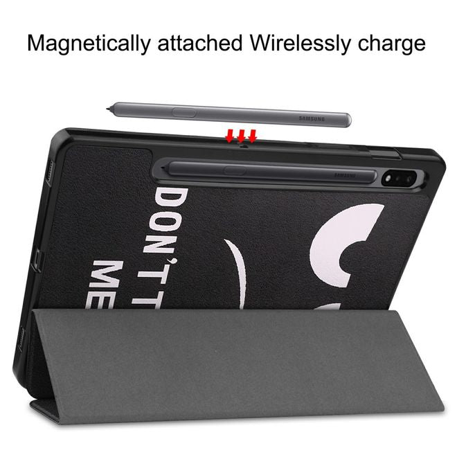 Samsung Galaxy Tab S7 Hülle - Dreifach faltbares Case aus Leder - fieses Smiley