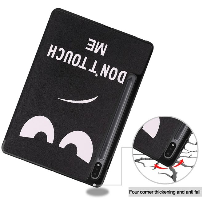 Samsung Galaxy Tab S7 Hülle - Dreifach faltbares Case aus Leder - fieses Smiley