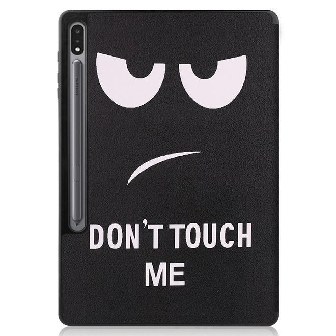 Samsung Galaxy Tab S7+ Hülle - Dreifach faltbares Case aus Leder - fieses Smiley