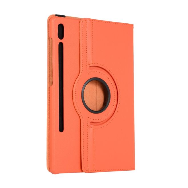 Samsung Galaxy Tab S7+ Hülle - 360° rotierbares Case aus Leder - orange