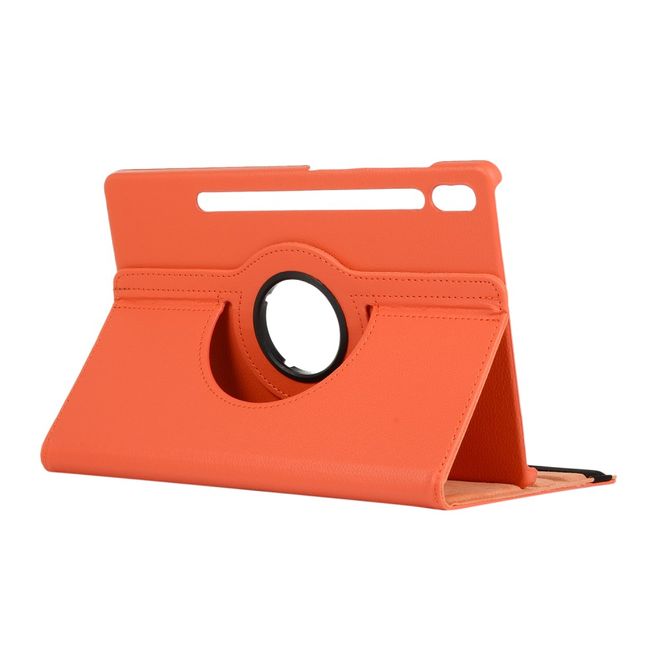 Samsung Galaxy Tab S7+ Hülle - 360° rotierbares Case aus Leder - orange