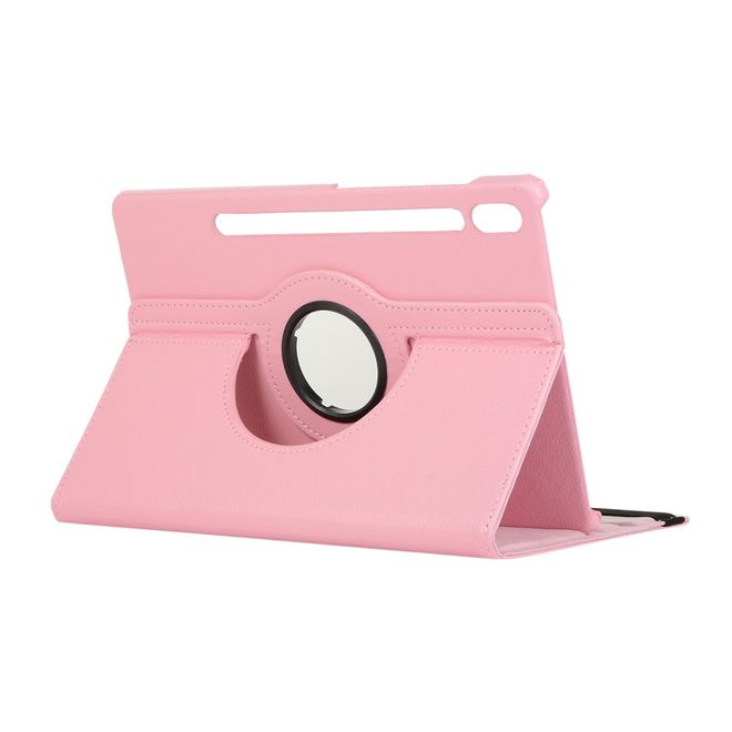Samsung Galaxy Tab S7+ Hülle - 360° rotierbares Case aus Leder - pink