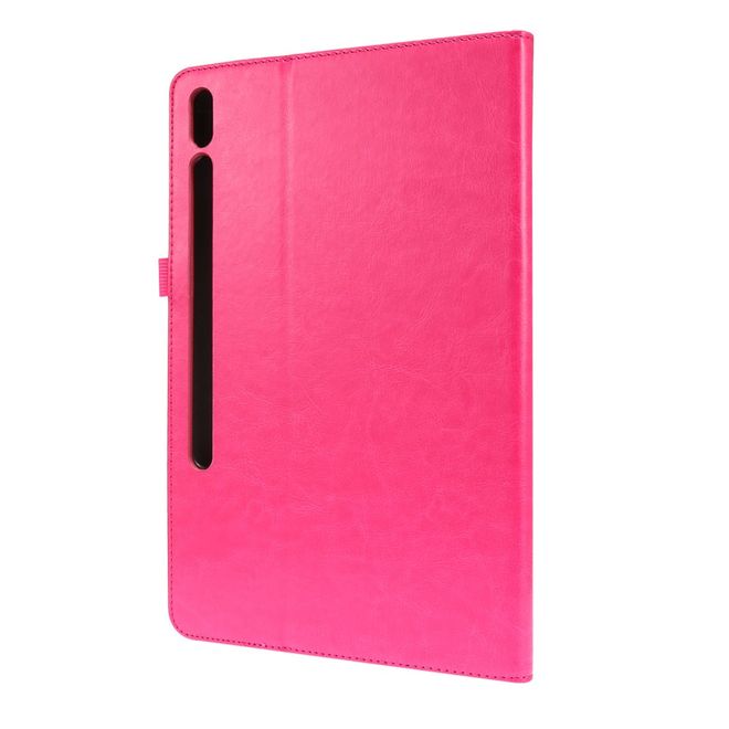 Samsung Galaxy Tab S7+ Hülle- Zweifach faltbares Crazy Horse Leder Case - rosa