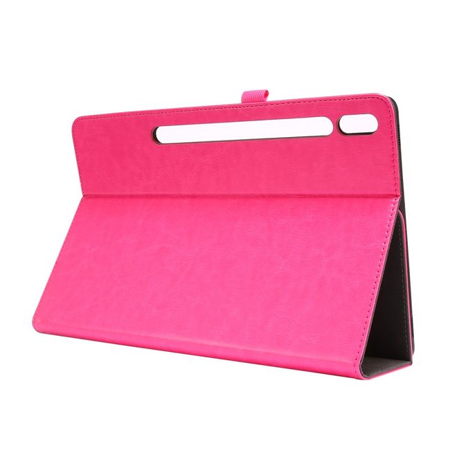 Samsung Galaxy Tab S7+ Hülle- Zweifach faltbares Crazy Horse Leder Case - rosa