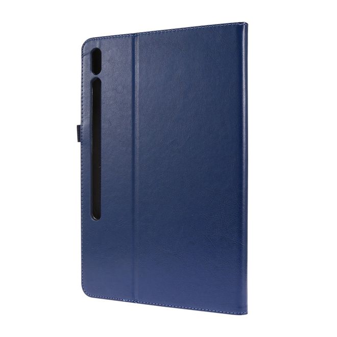 Samsung Galaxy Tab S7 Hülle- Zweifach faltbares Crazy Horse Leder Case - blau