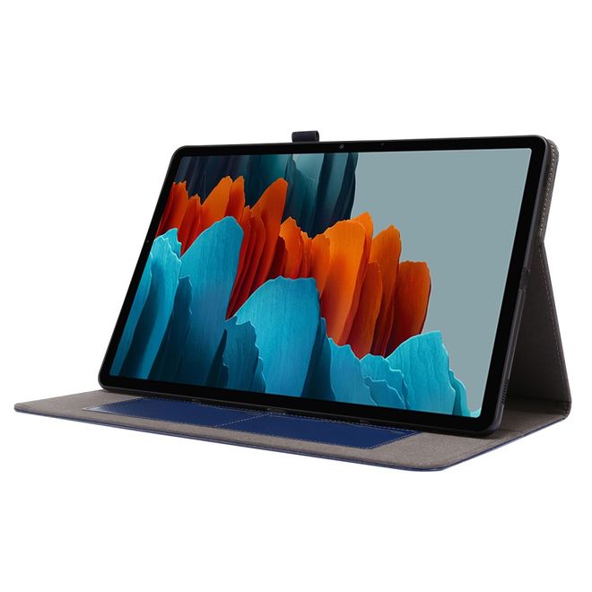 Samsung Galaxy Tab S7 Hülle- Zweifach faltbares Crazy Horse Leder Case - blau