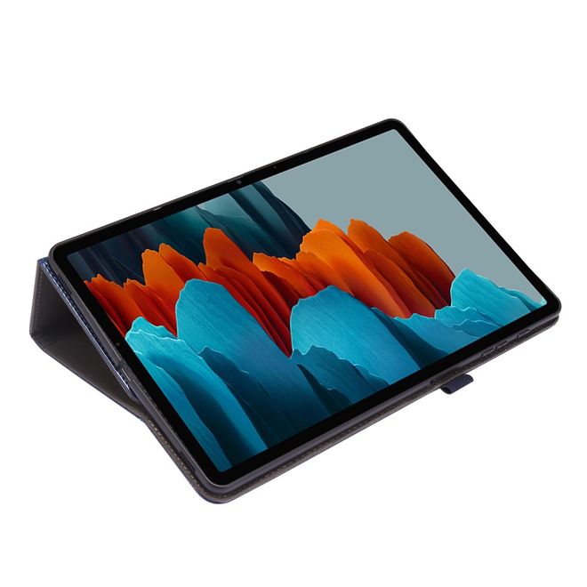 Samsung Galaxy Tab S7 Hülle- Zweifach faltbares Crazy Horse Leder Case - blau
