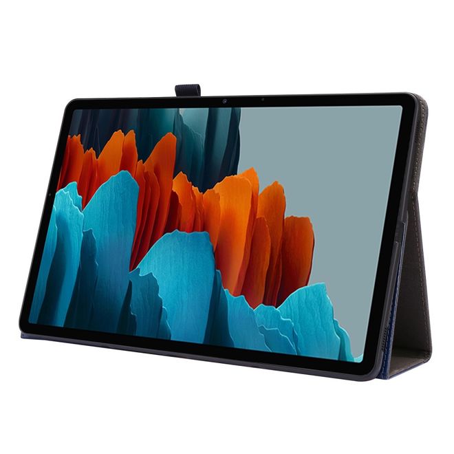 Samsung Galaxy Tab S7 Hülle- Zweifach faltbares Crazy Horse Leder Case - blau