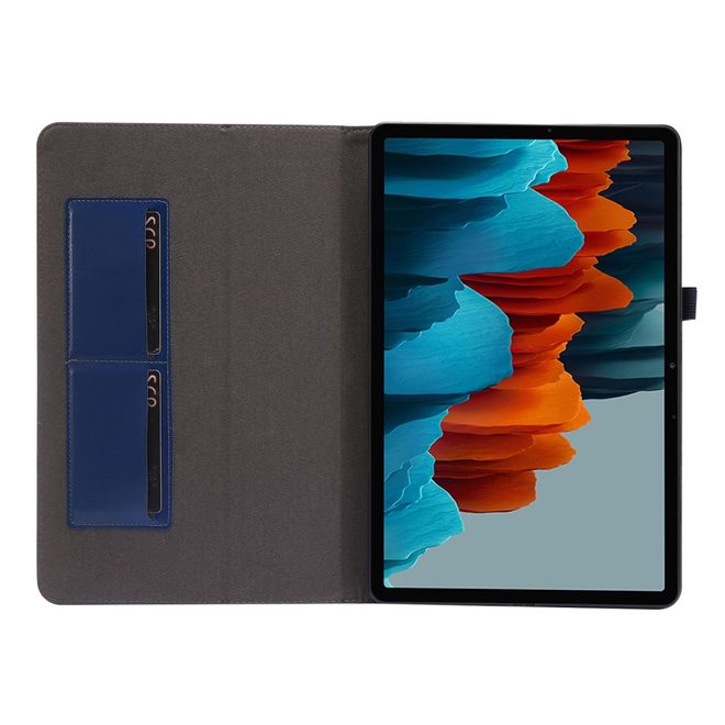 Samsung Galaxy Tab S7 Hülle- Zweifach faltbares Crazy Horse Leder Case - blau