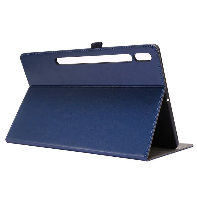 Samsung Galaxy Tab S7 Hülle- Zweifach faltbares Crazy Horse Leder Case - blau