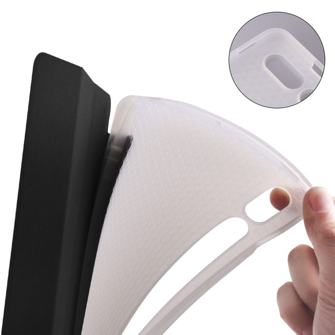 Samsung Galaxy Tab S7 Hülle - Dreifach faltbares Leder Case mit Stylus Halterung - schwarz