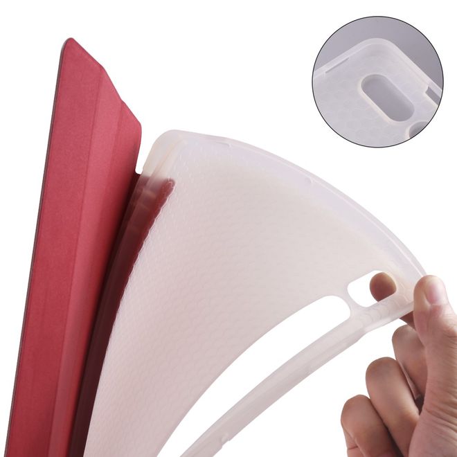 Samsung Galaxy Tab S7 Hülle - Dreifach faltbares Leder Case mit Stylus Halterung - rot