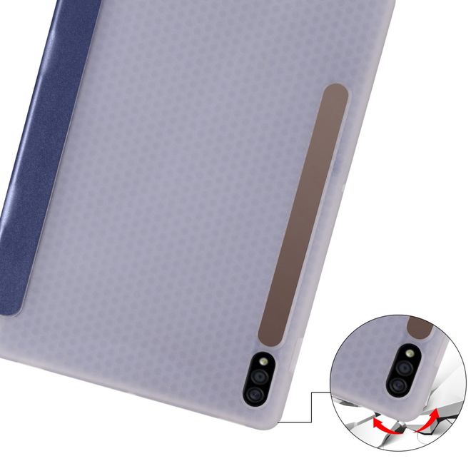 Samsung Galaxy Tab S7 Hülle - Dreifach faltbares Leder Case mit Stylus Halterung - blau